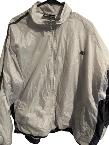 vintage starter windbreaker jacket black and gray size xl