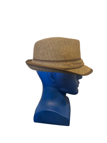 vintage stetson wool fedora m plaid hat In Great Shape gray and brown