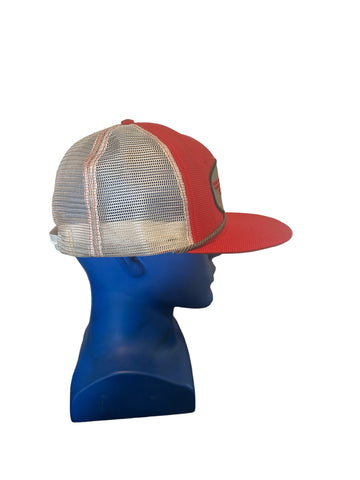 VTG Halliburton Oil Field Trucker Hat Snapback Cap Mesh Rope USA Patch Red White