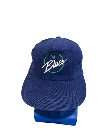 VTG PM BLUES Corduroy Snapback Hat Philip Morris Beat Up Cap Blue OS