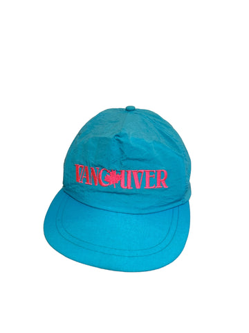 vintage vancuver embroidered script blue neon nylon snapback hat Made In Taiwan