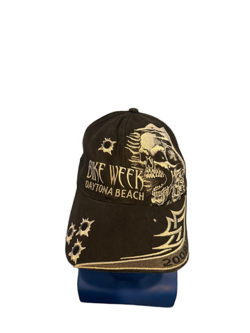 Bike Week 2006 Daytona Beach biker cap Embroidered Skull And Script Adj Script