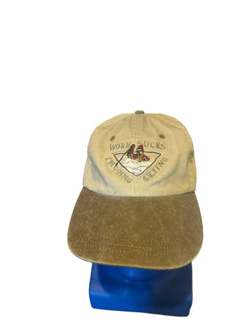 Vintage Work Sucks I’m Going Skiing Embroidered Script And Logo Adjustable Strap