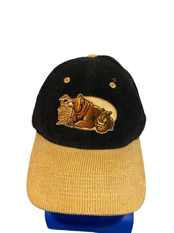 Vtg alaska script and bears embroidered black and khaki corduroy snapback hat