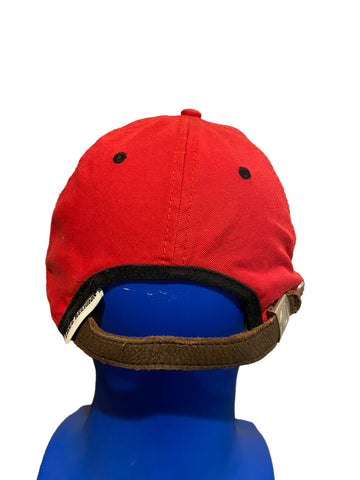 vintage true religion happy Buddha logo red with leather strap hat