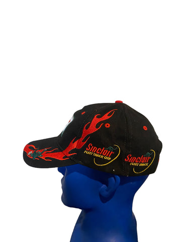 90s Vintage Sinclair Gas Station Hat Flame Embroidered Fleet Track Dinosaur