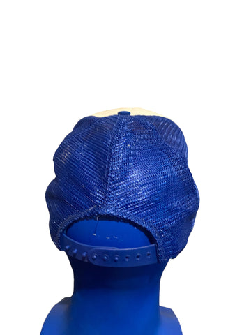 Vintage The Hub Unit 152 Funny Electric Cat Logo Trucker Hat Snapback Blue White