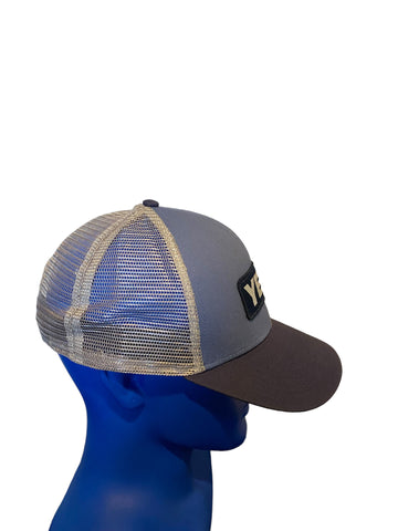 Yeti Dark Blue Patch White Script Trucker Hat Snapback