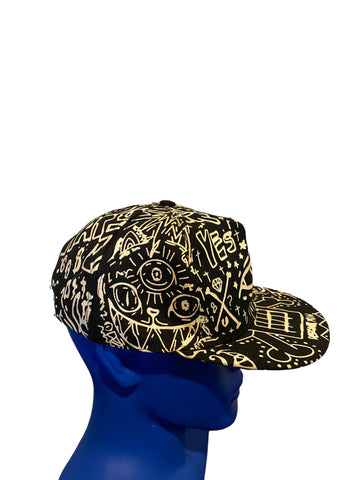 BLACK WHITE Graffiti ARTIST Freehand Design Yes No Hate Love SNAPBACK HAT CAP