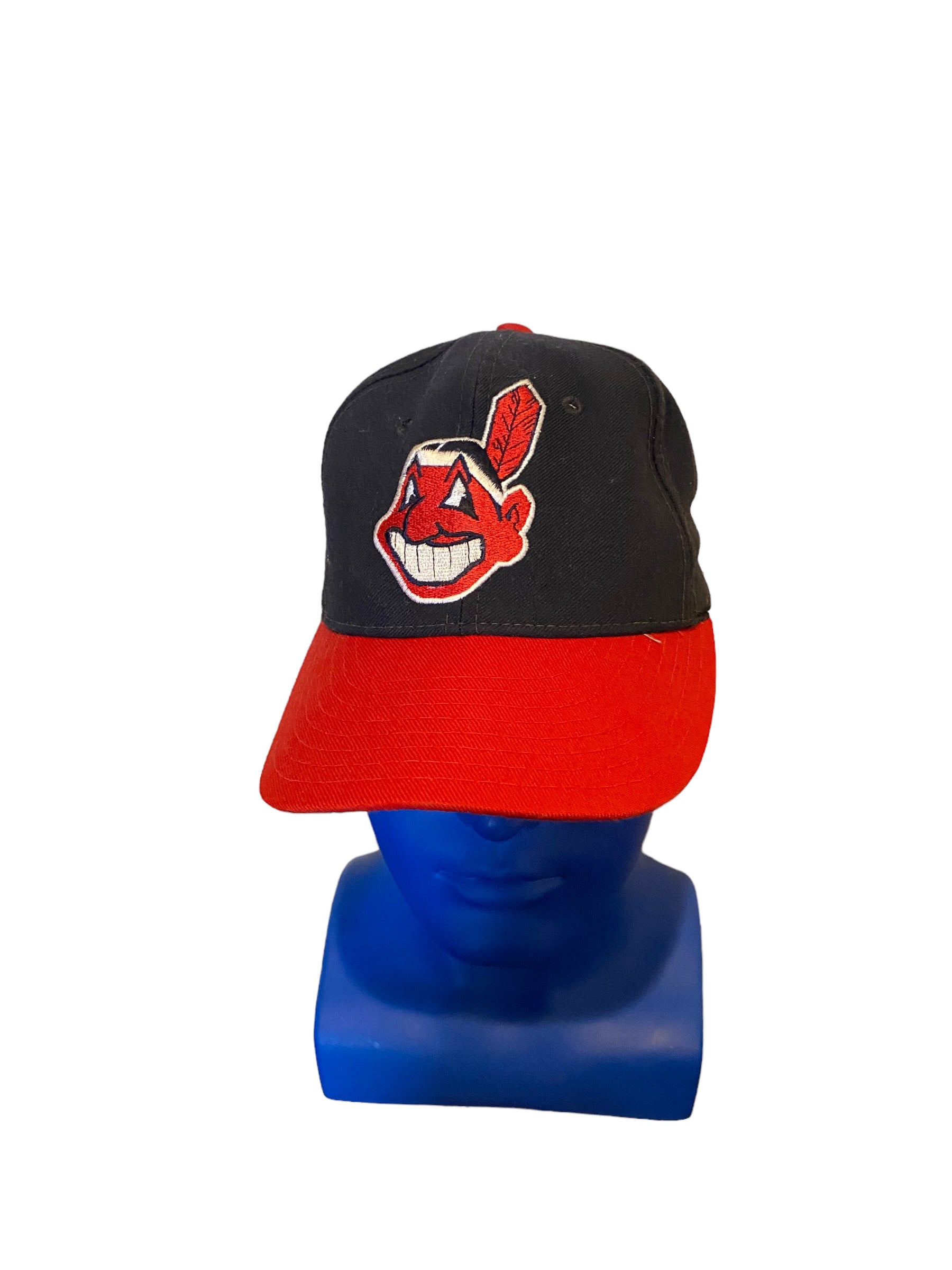 Vintage 90s New Era Cleveland Indians Diamond Collection Fitted Hat Size 7 1/8