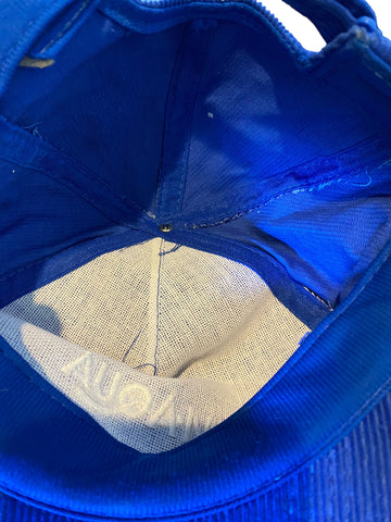 vintage chem-aqua blue corduroy adjustable zip strap hat