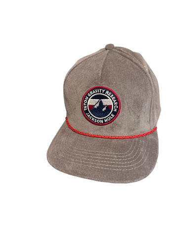 teton gravity research jackson hole Round patch gray corduroy  rope hat snapback
