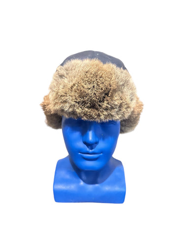 columbia winter trapper hat size s navy blue faux fur linning