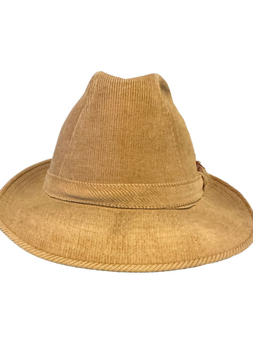 Vintage 1950’s Artel Fedora Dress Hat Corduroy Men’s Size M Tan Made In USA