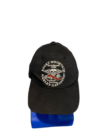 rocky mountain harley davidson embroidered logo script adj strap hat