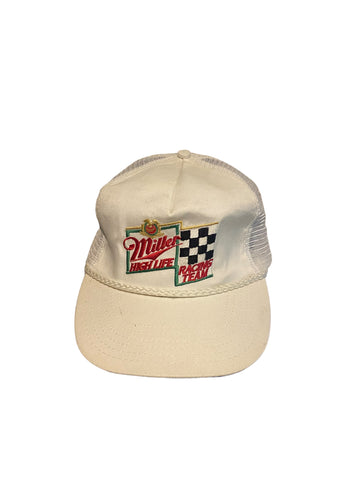 Vintage Baseball Cap Trucker Hat Snapback Mesh Miller High Life Racing Team Lid