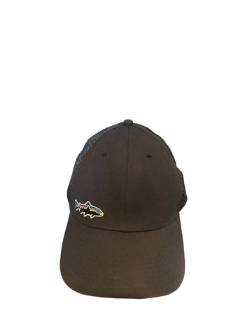 Patagonia Small Trout Fish Fitz Roy LoPro Mesh Gray Trucker Hat Cap Snapback