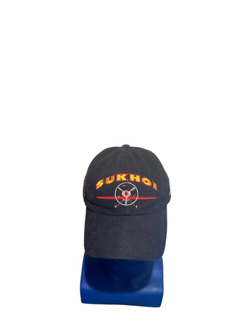 sukhoi embroidered plane snaproll company on back adj strap hat