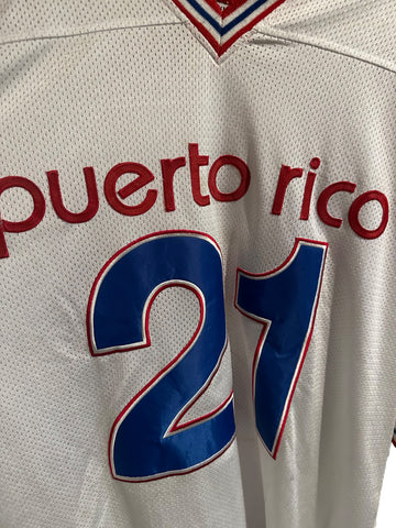 Mega USA Puerto Rico Roberto Clemente 21 Football Jersey Sewn White Mens 2xl
