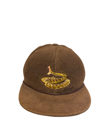 Coal Headwear Embroidered Snake Logo Brown Corduroy Snapback Hat