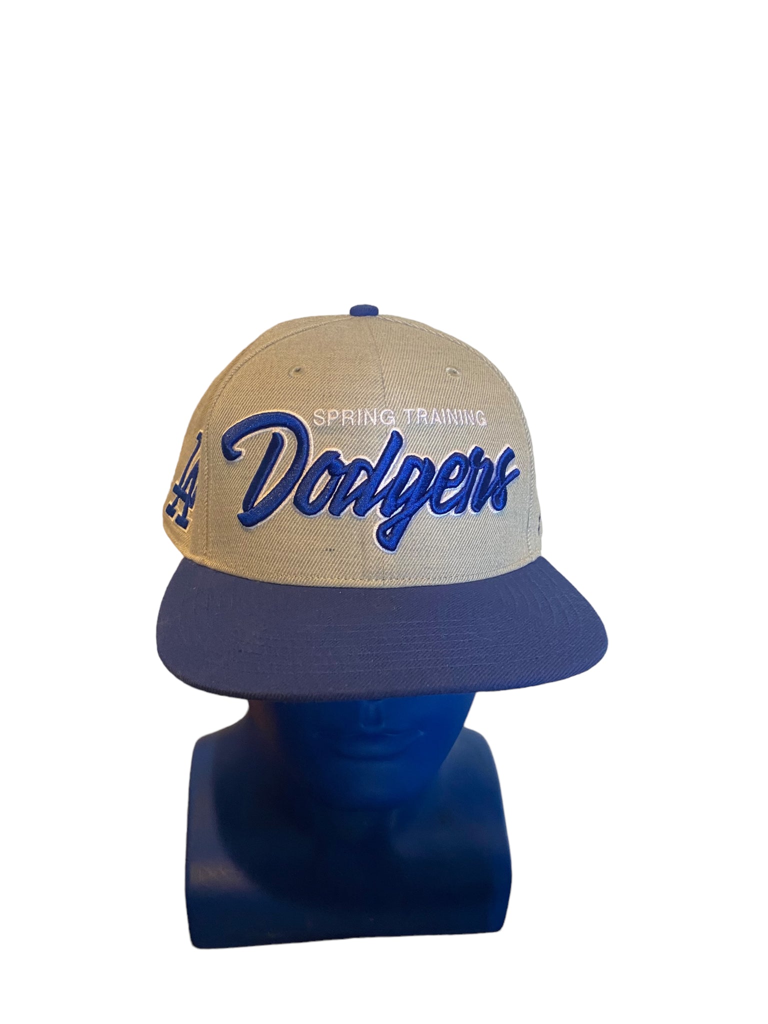 47 Brand Spring Training Dodgers Script W La On Side Gray And Blue Snapback Hat