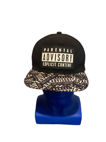 Parental Advisory Hat Cap Snap Back Black White High Dome Music Rap Hip Hop