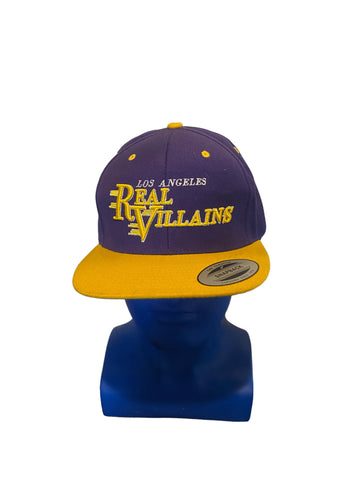 yupoong Brand los Angeles real villains Script Purple w Yellow bill snapback hat
