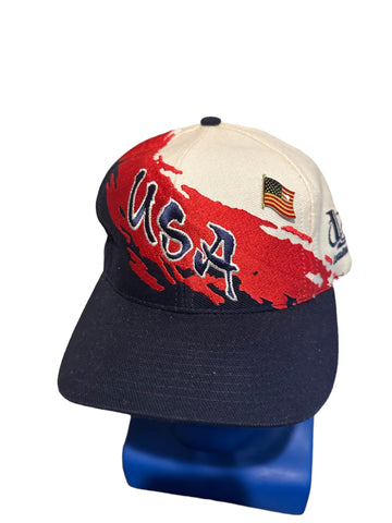 Vtg 1996 Atlanta Olympics USA Splash Hat  Logo Athletic Snapback Cap W Pin