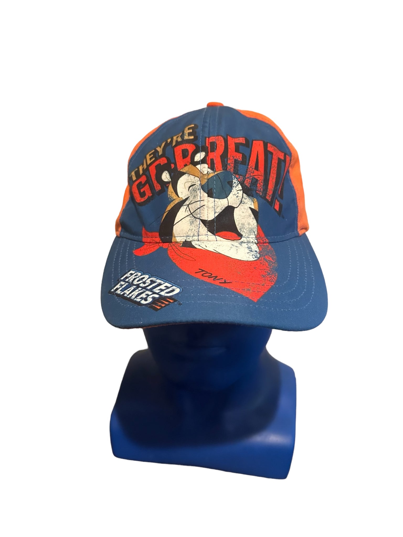Ball cap Frosted Flakes Tony Tiger Kelloggs All size Blue Orange They're Grrreat