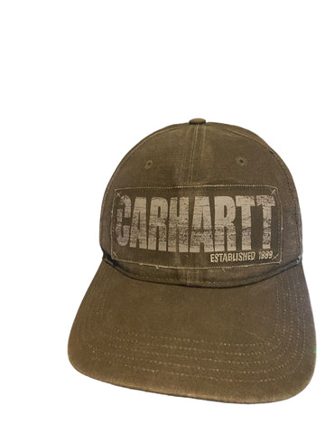 Rare carhartt est 1889 patch olive green denim adjustable strap hat