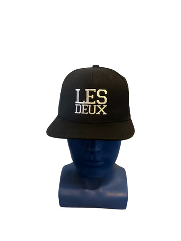 les deux embroidered onfront and iiii on side black snapback hat