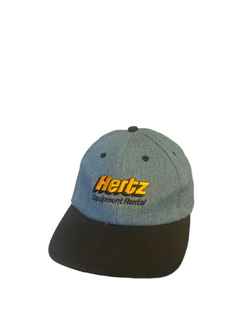 HERTZ EQUIPMENT RENTAL blue denim adjustable snapback cap / hat by K-Products USA Made