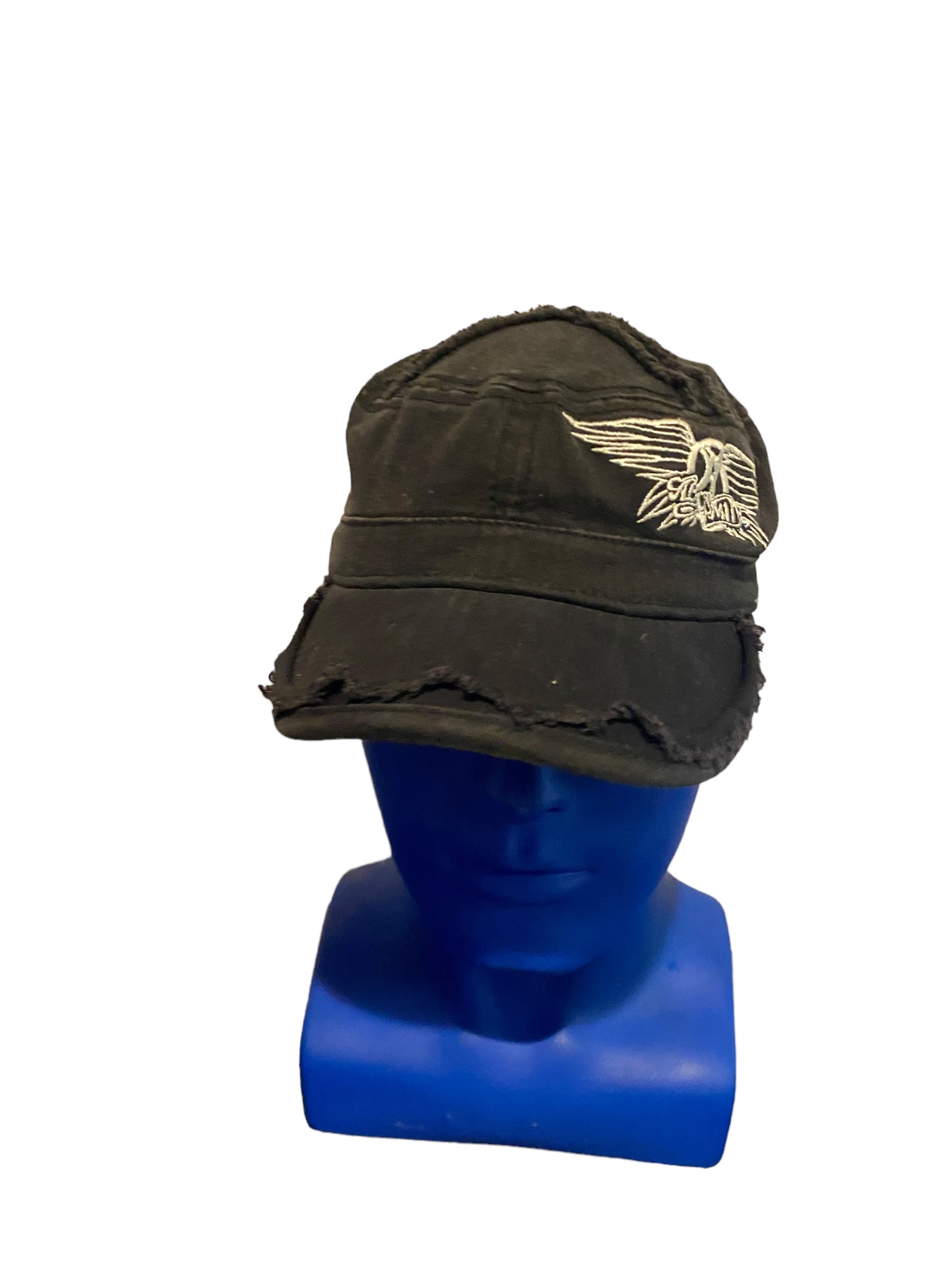 Disney Aerosmith Rock'n Roller Coaster Army Hat Black Embroidered Distressed Adj