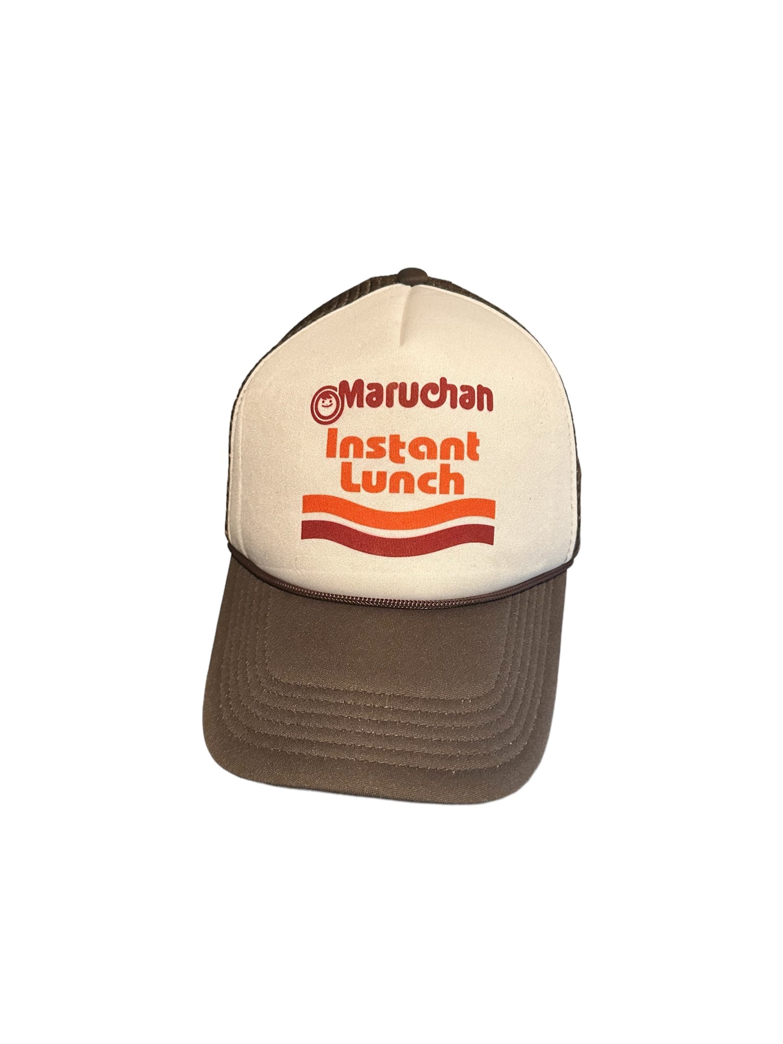 Maruchan instant lunch brown and white trucker hat snapback