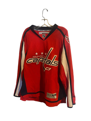 Washington Capitals Team Reebok Red NHL Jersey Size L 32X23   ( In Great Shape)