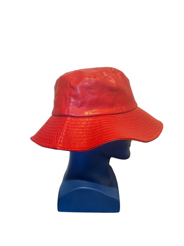 Anthropologie Women's One Size Red Vegan Leather Bucket Hat In Good Shape