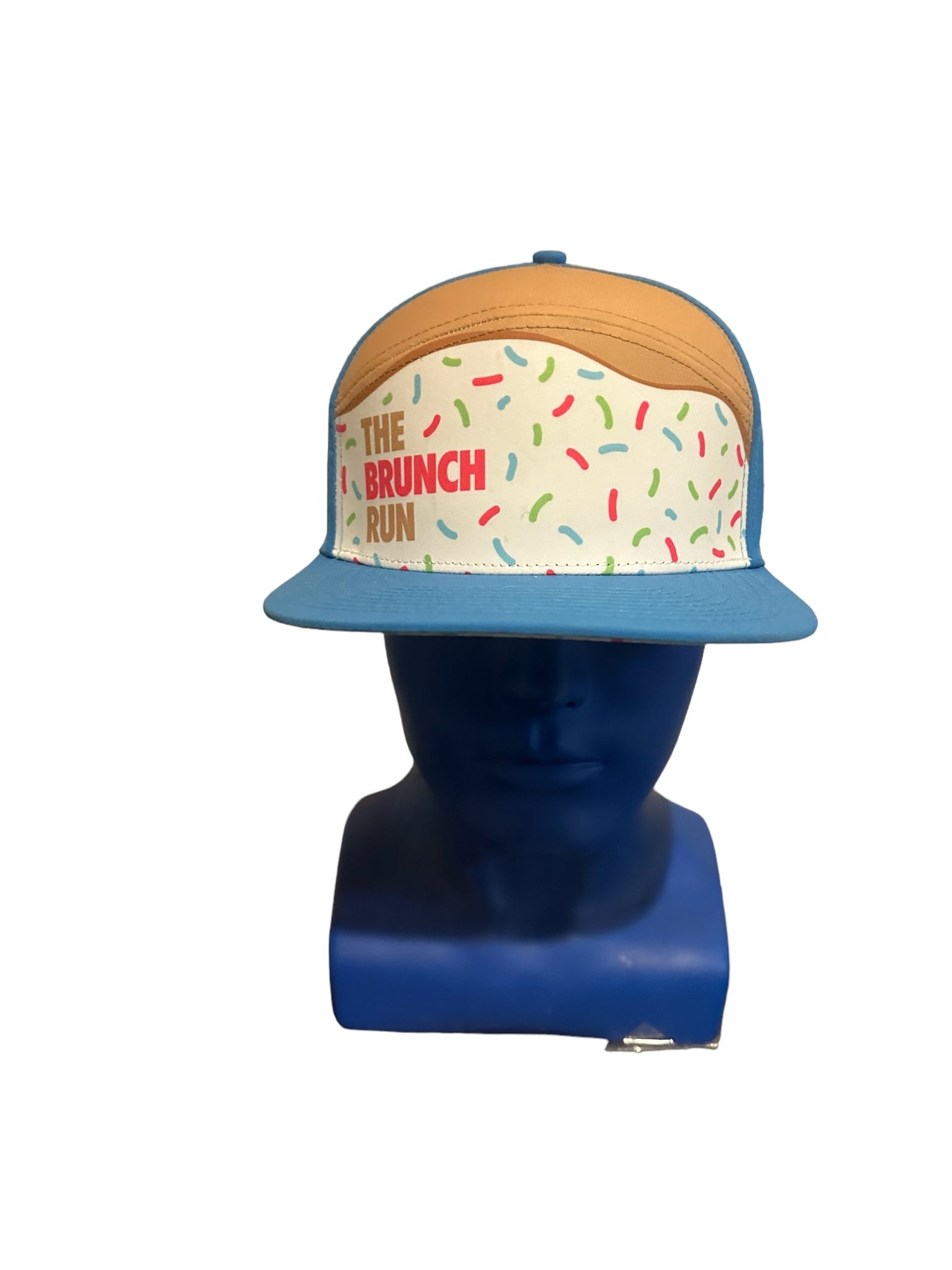 'The Brunch Run' Blue Mesh-Backed Trucker Hat by 'For the Run' In Good Shape