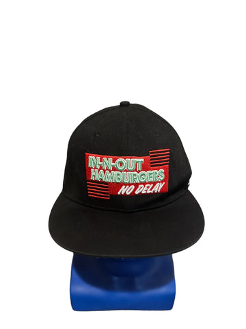 In-N-Out Burger No Delay Black Embroidered Snapback Flat Bill Hat Cap