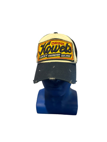 drink howels lucky thunder est 1965 patch trucker hat distressed Brim Nice