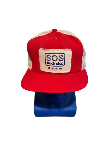 Sos Truck Stop Clinton, MS Patch Trucker Hat Snapback  Made In The USA
