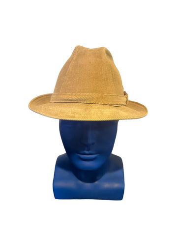 Vintage 1950’s Artel Fedora Dress Hat Corduroy Men’s Size M Tan Made In USA