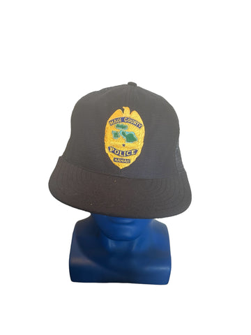 vintage maui county police hawaii embroidered patch trucker hat snapback