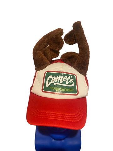 COMET'S Flight School Reindeer Antlers Snapback Trucker Hat Christmas Cap