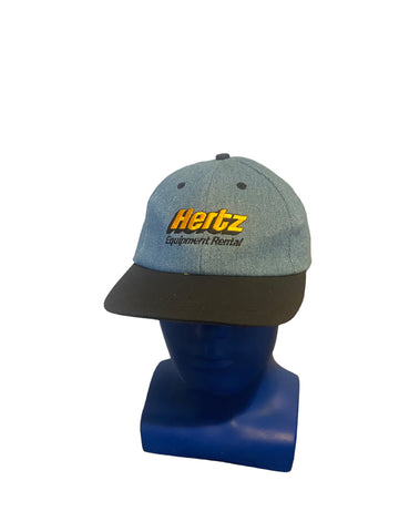 HERTZ EQUIPMENT RENTAL blue denim adjustable snapback cap / hat by K-Products USA Made