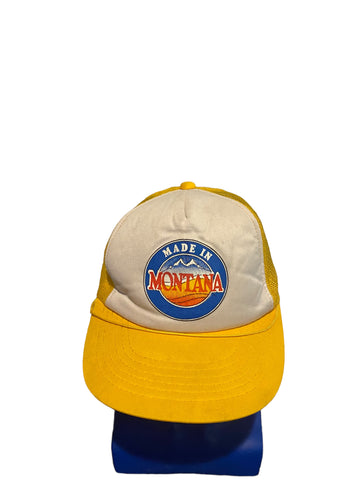 vintage made in montana yellow and white rope trucker hat snapback