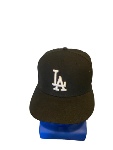 new era 59fifty la dodgers fitted size 7 1/4 black white logo