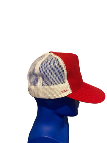 vintage letter e patch red and white trucker hat snapback Made In Usa Clean