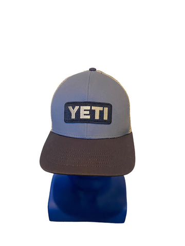 Yeti Dark Blue Patch White Script Trucker Hat Snapback