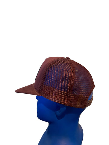 Vintage  Los Alamos Touchstone Harlingen plane patch Trucker Hat burgundy Snapback