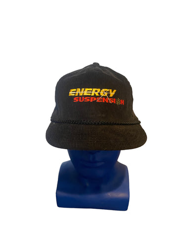 vintage energy suspension embroidered script corduroy hat adjustable strap